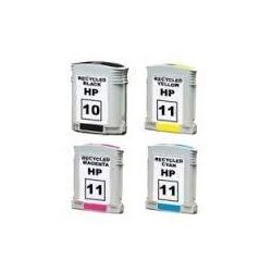 4 Pack HP 10 + 11 Compatible Inkjet Cartridges C4844AA+C4836AA-C4838AA [1BK,1C,1M,1Y]